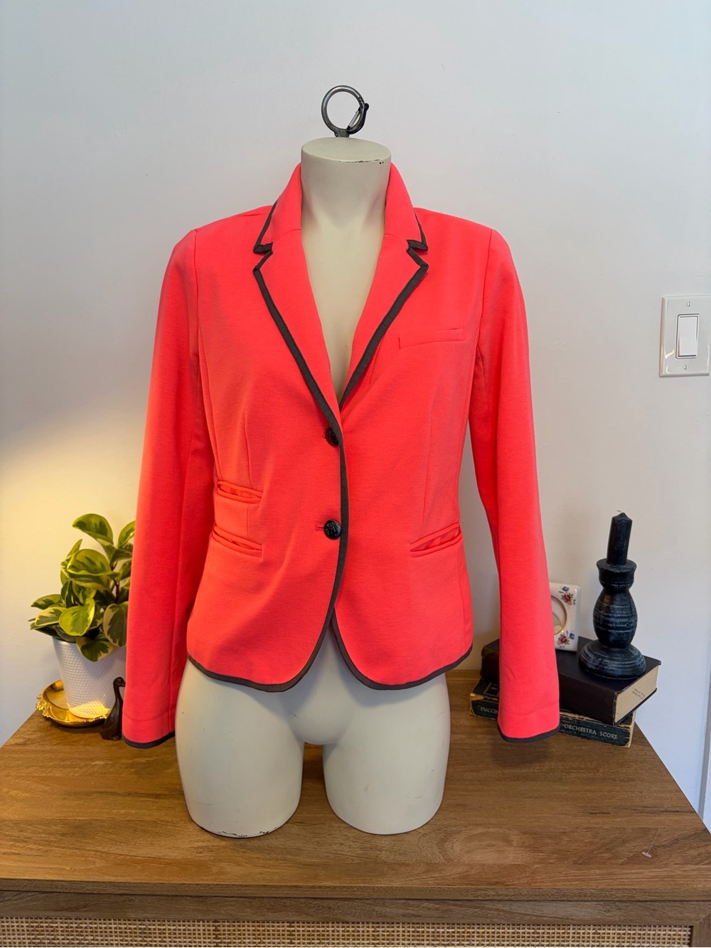 GAP Coral Pink Blazer with Black Trim